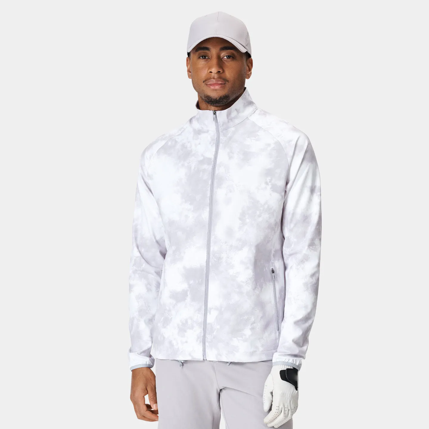 Personalizado zip completo leve 100% poliéster windbreaker impermeável esporte atlético 4-way stretch tie dye vento jaqueta de golfe para homens