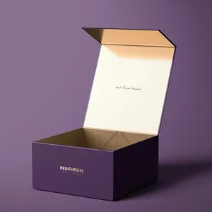 맞춤형 자기 우편물 배송 상자 맞춤형 보라색 자석 선물 상자 자석 뚜껑 바구니 상자