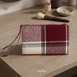 Bolsa <span class=keywords><strong>de</strong></span> Maquillaje <span class=keywords><strong>de</strong></span> Viaje con Cierre y Logotipo Personalizado, Diseño a Cuadros, Imitación Lino, Ligera y <span class=keywords><strong>de</strong></span> Lujo - Product Image 1