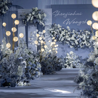 Fleurs et plantes artificielles bleu poussière et bleu grisâtre, matériel floral pour bouquets de mariage DIY, décoration de plafond, vente en gros
