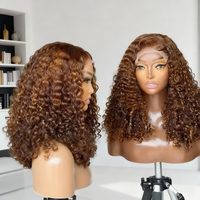 Wig Rambut Asli HD Transparent Lace Front Deep Water Wave Short Bob Kinky Curly, Ekstensi Rambut Manusia Grosir, Wig Bob Wanita Kulit Hitam