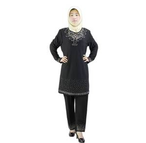 Bata de poliéster transpirable con bordado floral personalizado para mujeres musulmanas - Vestido de verano hasta el tobillo para bodas - Product Image 1
