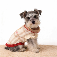 Robe pour animaux de compagnie chaude pour l'automne, l'hiver et l'été |   Vêtements en polyester tricoté doux pour le froid |   Col à volants à pois mignon, design moderne, petit modèle