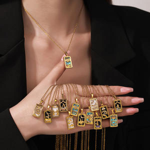 Original nuevo Tarot Queen Lover mago Luna collar 18K chapado en oro Acero inoxidable moda patrón geométrico joyería - Product Image 1