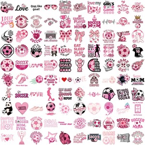 100 Pegatinas Decorativas de Fútbol Rosa para <span class=keywords><strong>Guitarra</strong></span>, Cuaderno, Equipaje, Manualidades, Adhesivas, Impermeables, Resistentes al Agua - Product Image 5
