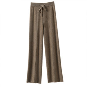 S-3xl automne hiver nouveau Style coréen dames couleur unie taille haute chaud tricoté large jambe <span class=keywords><strong>pantalon</strong></span> ample jambe droite <span class=keywords><strong>pantalon</strong></span> - Product Image 4