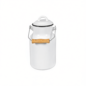 Jarra de Leche con Tapa y Asa Plegable de 2 L, Blanca Esmaltada, Estilo Retro, para Preservar la Frescura - Product Image 2
