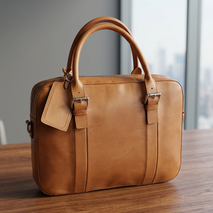 Sacoche pour ordinateur portable en cuir véritable BS INTERNATIONAL - Écologique, imperméable, durable, légère, antichoc, grande capacité, moderne - Product Image 1