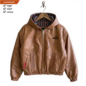 <span class=keywords><strong>Blouson</strong></span> Bomber <span class=keywords><strong>Homme</strong></span> Personnalisé Haut de Gamme en Similicuir PU, Réversible, à Capuche, Coupe Courte et Ample, Motif Écossais - Product Image 1