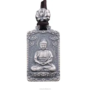 Ciondolo in argento Sterling Buddha S999 certificato per l'anno della tigre 12 ciondolo rotante da uomo con otto angeli dello zodiaco cinese