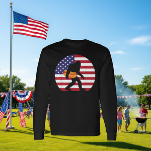 Maglietta a Maniche Lunghe con Bandiera USA e Hot Dog, Unisex per Adulti, Girocollo, per Attività Promozionali, Stampa Serigrafica - Product Image 2