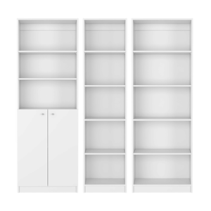 Ensemble de bibliothèques blanches 3 pièces Platt Collection, 9 étagères, meubles de salon modernes et minimalistes, armoire autoportante en MDF - Product Image 3