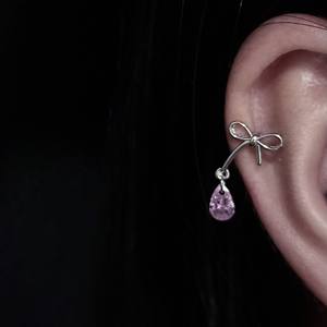 Pendientes de Plata de Ley S925 con Diseño Exquisito de Nudo de Mariposa, Zirconia Azul en Forma de Gota de Agua, Pendientes Colgantes de Moda, Aretes - Product Image 2