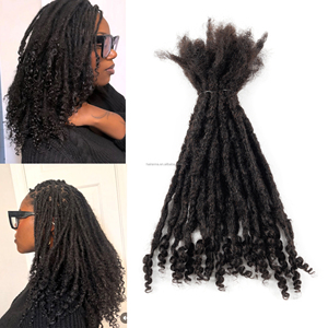 Extensions de cheveux dreadlocks bouclées entrelacées <span class=keywords><strong>blondes</strong></span> naturelles de 4 pouces (0,6 cm) faites à la main – Fournisseur fabricant - Product Image 2