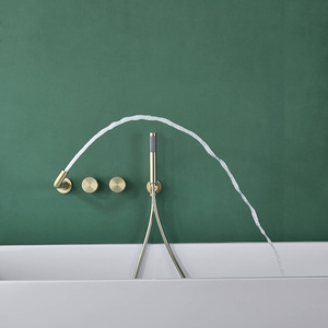Ensemble <span class=keywords><strong>de</strong></span> douche encastré en laiton rond, <span class=keywords><strong>baignoire</strong></span> chaude et froide cachée en or brossé, ensemble <span class=keywords><strong>de</strong></span> douche XR7866 - Product Image 6