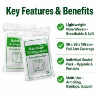 Attelle de bras jetable non tissée, bandage triangulaire certifié CE, support de fracture pour premiers secours, immobilisateur d'épaule, survie en extérieur