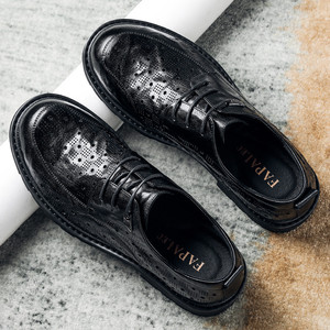 Men's Genuine Leather Dress Shoes British Style <b>Round</b> <b>Toe</b> Breathable Low <b>Heel</b> Office Business Formal Shoes Plus Size - Product Image 2