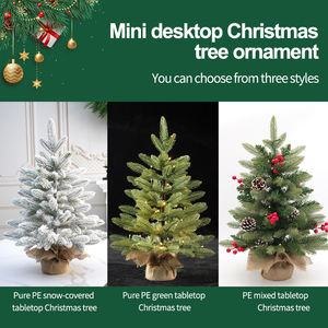 Décorations de Noël, mini sapin de Noël en PVC avec base en toile de jute, petit sapin floqué blanc, pour table, salon - Product Image 6