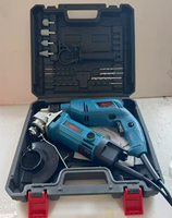 2 pièces Perceuse à percussion multifonctionnelle et Meuleuse d'angle électrique pour la découpe de carreaux de céramique et le polissage de métaux, avec mallette de transport robuste OEM