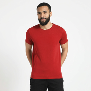 T-shirt à manches courtes pour homme, col rond, coupe classique, couleur unie, jersey tricoté, 100% coton - Product Image 1