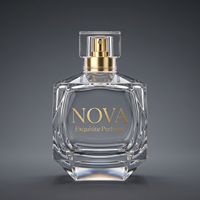 Flacons de parfum carrés de luxe en verre 30ml 50ml 100ml vides mats transparents personnalisés avec pulvérisateur à pompe et col serti, emballage en boîte