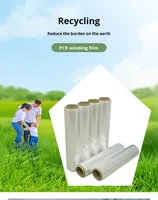 GRS Certifié de Qualité Alimentaire PCR Plastique Transparent LLDPE PE Film Étirable 50CM Emballage de Palette 5 KG Surface Brillante Rouleau Jumbo