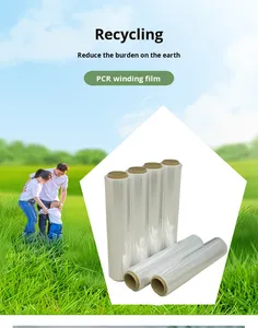 GRS Certified Food Grade PCR plastica trasparente ldpe <span class=keywords><strong>PE</strong></span> pellicola elasticizzata 50CM Pallet involucro 5 KG imballaggio superficie lucida Jumbo <span class=keywords><strong>Roll</strong></span> - Product Image 6
