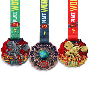 Medalla de Powerlifting con Diseño de Toro 3D <span class=keywords><strong>en</strong></span> Oro/Plata/Bronce, Juego de Medallas de Aleación de Zinc Fundido a Presión, Esmalte Metálico, Medalla Personalizable con Logotipo Metálico - Product Image 1