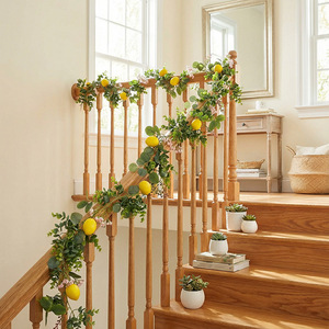 Ghirlanda Artificiale di Eucalipto Limone Primaverile da 200 cm, Finta Vite Fruttifera per Ingrosso, Eventi, Decorazioni per la Casa, Tavoli e Scale - Product Image 6