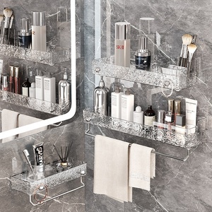 Estante de Esquina para Baño y Cocina con Textura de Hielo, Sin Perforaciones, Sin Taladros, Barra para Toallas, Montaje en Pared, Ajustable, Fácil de Limpiar, Almacenamiento - Product Image 2
