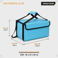 Boîte de livraison isotherme anti-déversement pour boissons chaudes, taille moyenne, bleu ciel, avec porte-gobelet et poignée rembourrée, vente en gros en vrac, direct usine