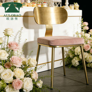 Mobilier moderne de fête d'événement utilisé sculpté en or cadre en acier inoxydable chaise de salle à manger rembourrée pour l'extérieur et l'hôtel - Product Image 1