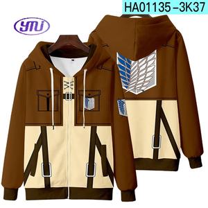 Grosir <span class=keywords><strong>Shingeki</strong></span> <span class=keywords><strong>No</strong></span> <span class=keywords><strong>Kyojin</strong></span> <span class=keywords><strong>Cosplay</strong></span> untuk pria wanita anak-anak Hoodie ritsleting Anime cetak hitam - Product Image 6