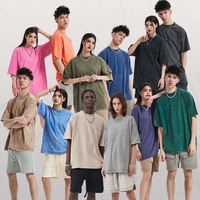 Kaos Pria Unisex Terbaru 250gsm 100% Katun Fried Snowflake Washed Oversized Bernapas Gaya High Street Retro Trendy
