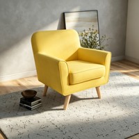 Fauteuil d'appoint personnalisable en tissu rembourré avec accoudoirs roulés incurvés