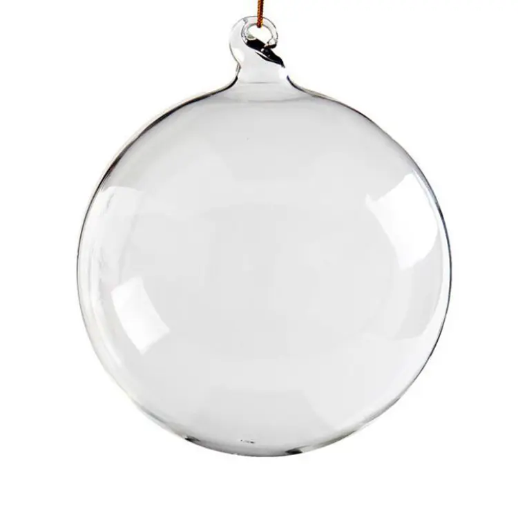 Bola de vidrio de borosilicato transparente colgante soplado a mano, adornos para la venta