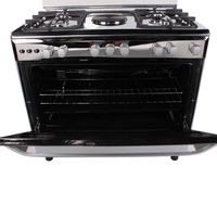 Cuisinière Combinée Gaz et Électrique Xunda, 4 Feux Gaz et 1 Plaque Électrique avec Four