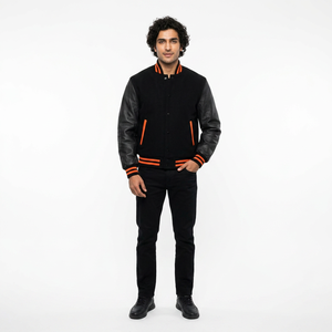 FINER THREADS Blouson universitaire personnalisé en toile 100% coton avec logo sur le devant, coupe classique, réversible, imperméable pour homme, hiver, école - Product Image 1