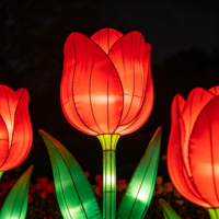 Farol de Jardín con Forma de Tulipán Grande Personalizado, LED, Impermeable, para Exteriores
