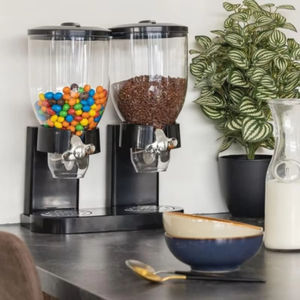 LM Classic Dry Food Dispenser with Dual Control <b>Cereal</b> Storage <b>Boxes</b> & Round Food Container - Product Image 1