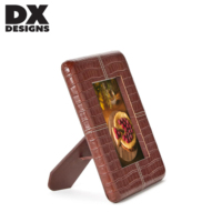 DX DESIGNS Bingkai Foto Kulit PU Tekstur Buaya Alas MDF 4x6 5x7 8x10 Inci Bingkai Gambar Dekoratif Meja Jahitan