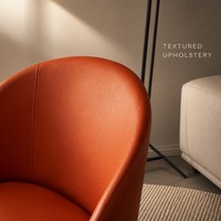 Fauteuil lounge moderne du milieu du siècle avec table d'appoint en pierre frittée, fauteuil d'appoint en cuir PU et structure métallique