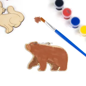 DIY绘画未完成木制动物切口拼图绘画玩具