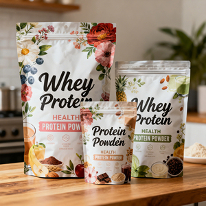 Bolsa de Plástico Impresa para Envasado de Alimentos con Logotipo, Bolsa de Mylar Holográfica Biodegradable con Cierre Hermético, También para Proteína de Suero en Polvo - Product Image 4