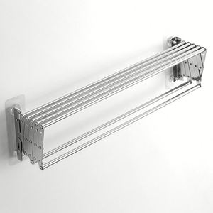Barre porte-serviettes murale pliable et extensible en acier inoxydable pour salle de bain d'hôtel, douche, avec fonction échelle et support de rangement - Product Image 6
