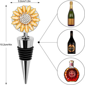 In stock: diamond-encrusted decorative bottle stoppers, bee alloy pearl <b>wine</b> bottle stoppers, sunflower metal <b>wine</b> stoppers - Product Image 5