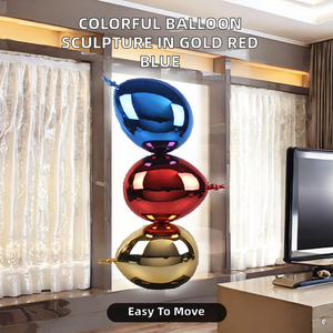 Escultura de Globo de Resina y Mármol con Recubrimiento Colorido Evelyn, en Dorado, Rojo y Azul, para Decoración Art <span class=keywords><strong>Deco</strong></span> del Hogar, Oficina o Galería de Arte - Product Image 2