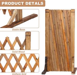 Valla de jardín de madera retráctil, trellis para plantas, pantalla protectora independiente, valla telescópica expandible para patio - Product Image 2