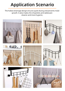 Colgador Minimalista de Acero al Carbono con 5 Ganchos de Fácil Instalación para <span class=keywords><strong>Puerta</strong></span> de Armario de Cocina, para Batidoras y Peladores - Product Image 2
