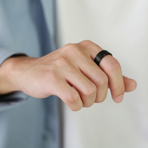 Wholesale Custom 8mm Men <b>Rings</b> Bruehd Blank <b>Titanium</b> Steel Silver Finger <b>Ring</b> - Product Image 3